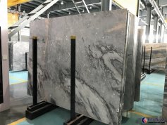 Royal white black wooden marble slab